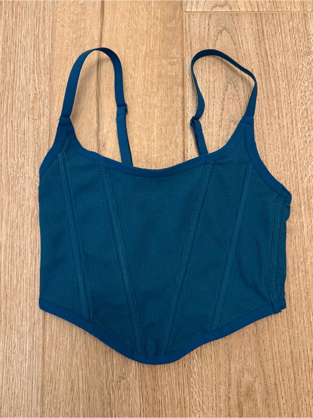 Women’s Teal Ribbed Corset Tank Top